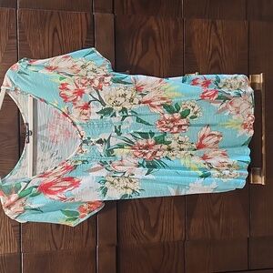 Cable & Gauge Turquoise Floral Blouse